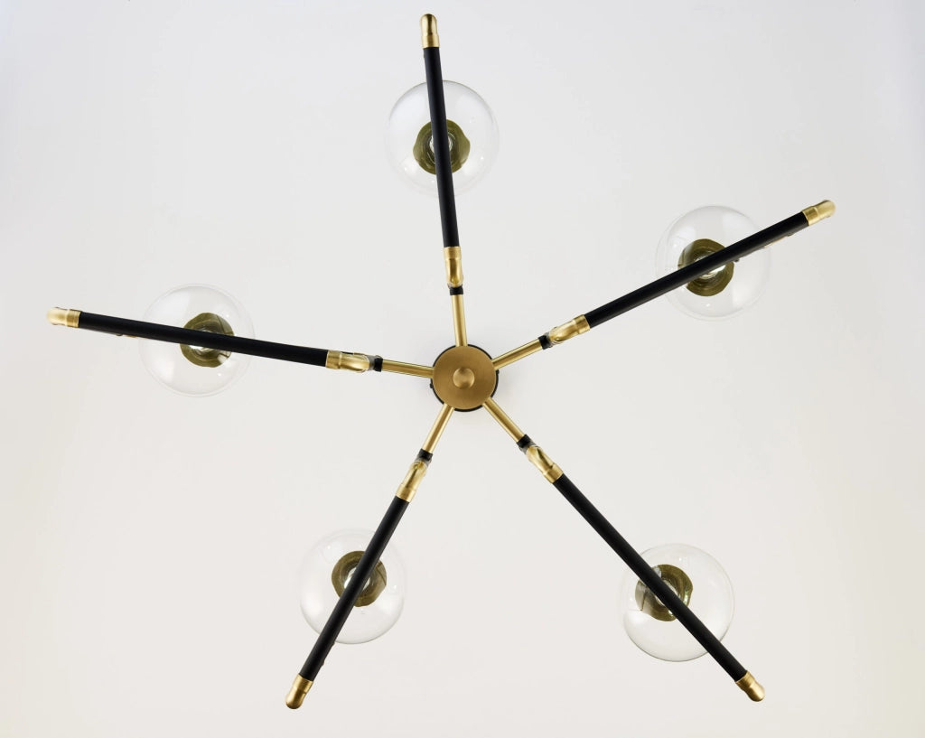 Lampadario moderno nero oro sfere vetro 5xG9 Jupiter