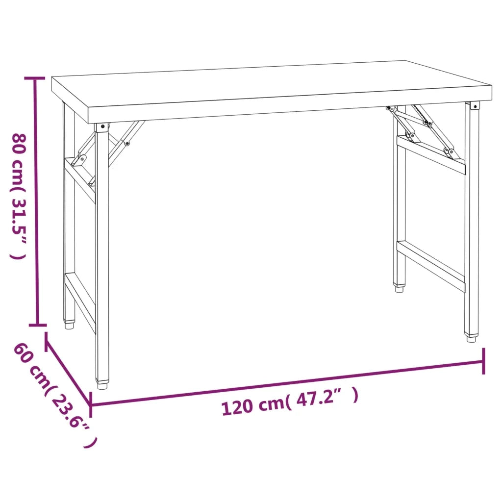 Tavolo Lavoro Cucina con Ripiano 120x60x145 cm Acciaio Inox CFW4671189