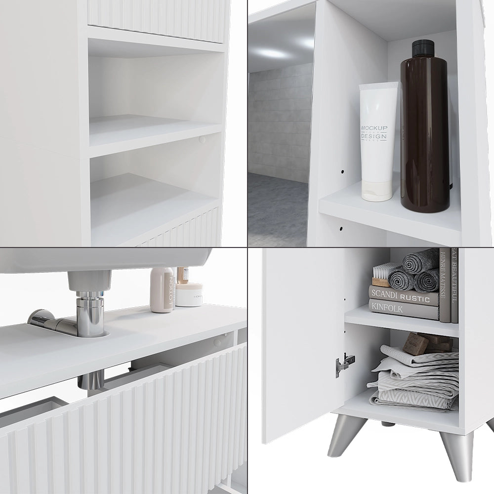 Vicco Set di mobili da bagno Bianco 80 cm, set 3