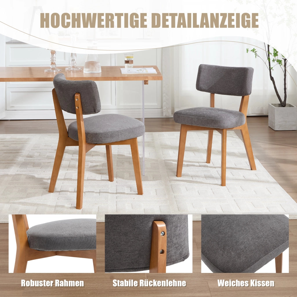 SEDIA da pranzo Set da 2 pezzi 54,5x47x77 cm Grigio Legno massello