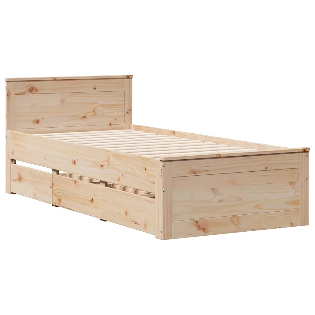 Letto Libreria senza Materasso 90x190 cm Legno Massello Pino 3308942