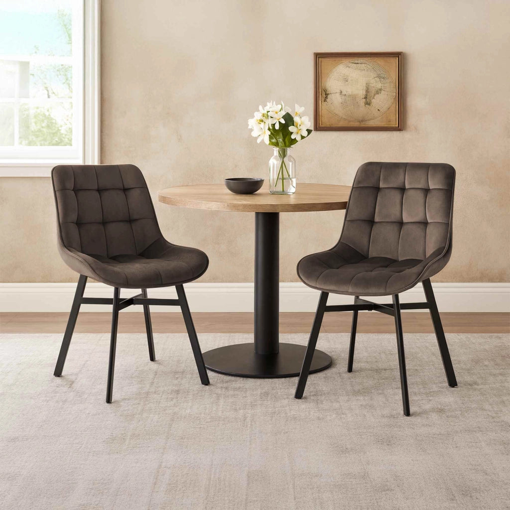 Sedia da Pranzo Colby marrone,Velluto