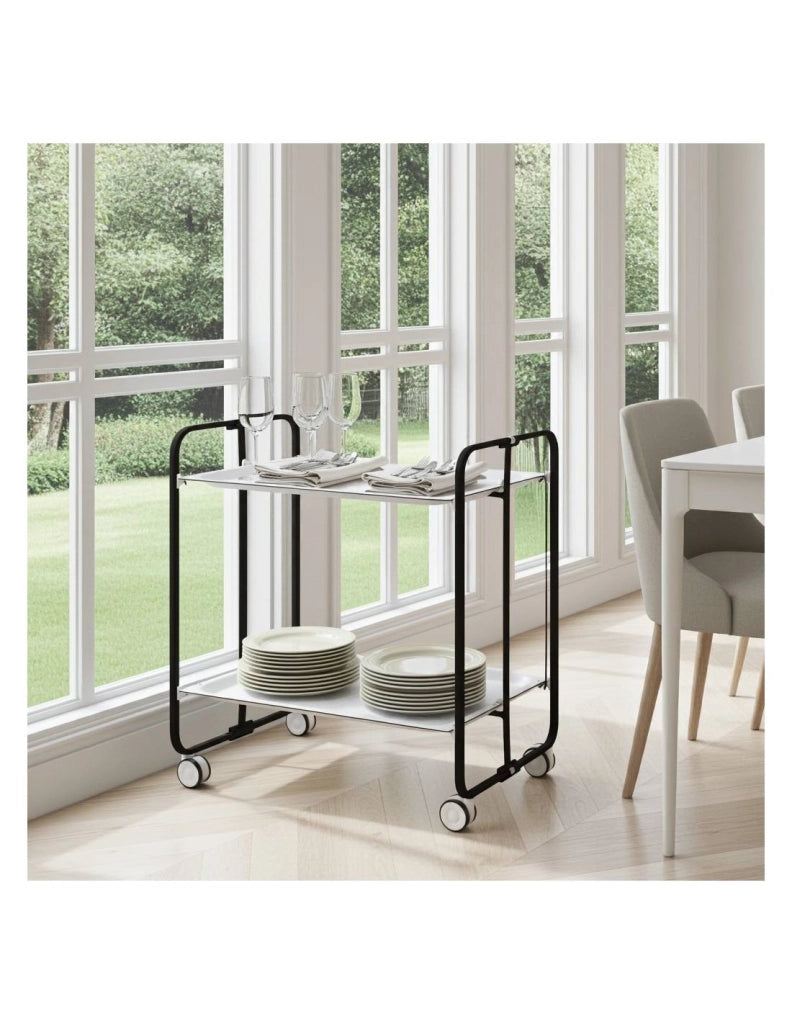 Carrello da cucina pieghevole nero con ruote BAUHAUS 2 ripiani