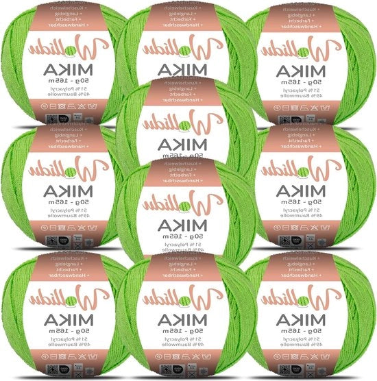 Set di maglia e crochet a cotone misto 500 g - 51% Policrilico 49% Cotone - 10 x 50 g/165 m - Certificato Oeko-Tex - Verde pistacchio