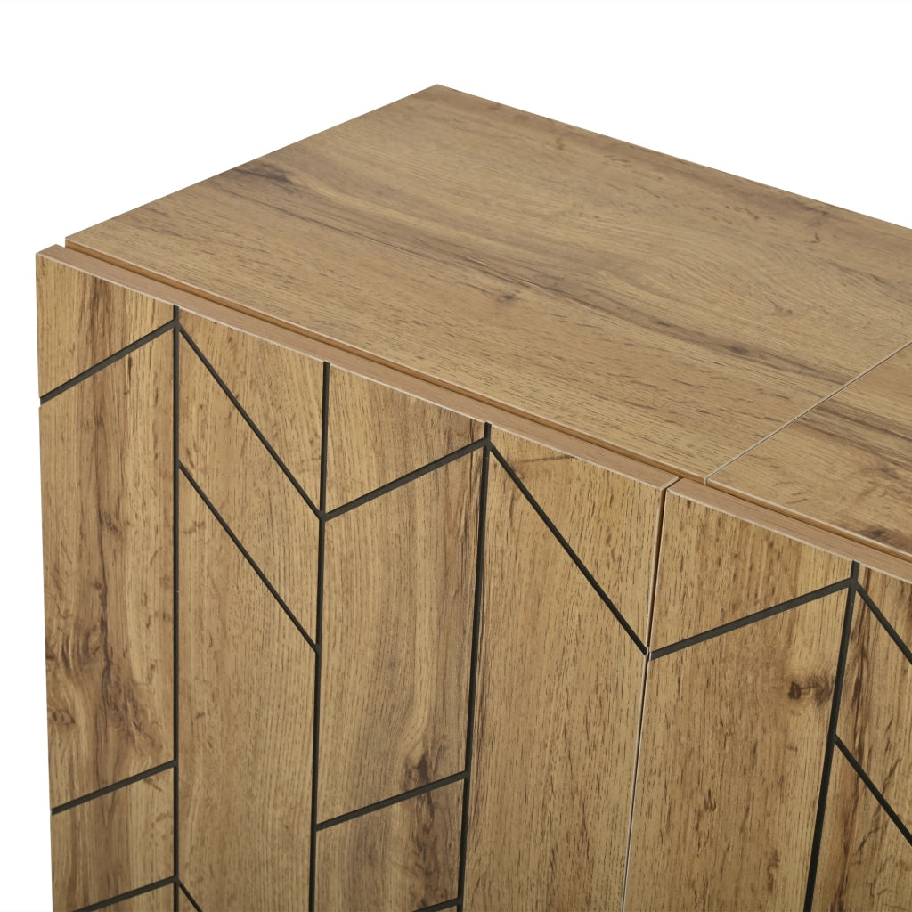 Sideboard moderno 120x35x70 cm con 3 ante, motivo ondulato e gambe in metallo