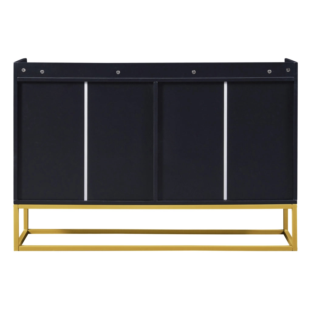 Madia a 4 ante con 2 ripiani regolabili e apertura a pressione per soggiorno 120×30×80 cm nero