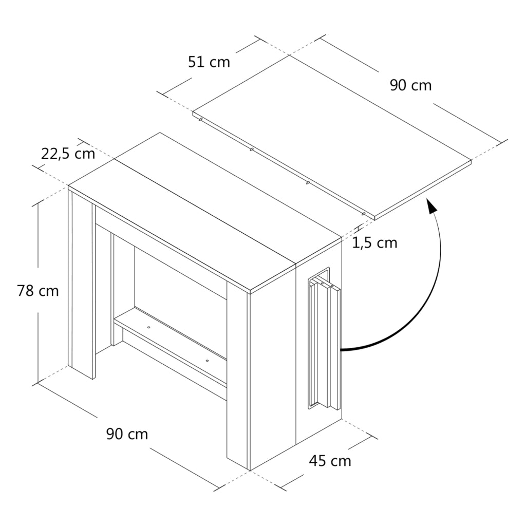 Tavolo consolle allungabile, tavolo da pranzo 45/300×90 cm bianco- Atena