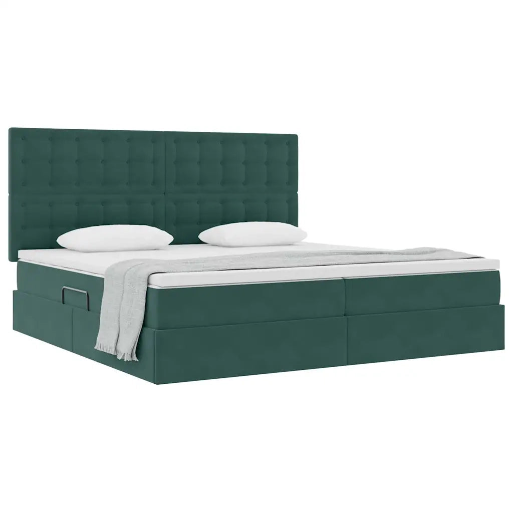 Letto con contenitore e materasso Verde Scuro 200 x 200 cm
