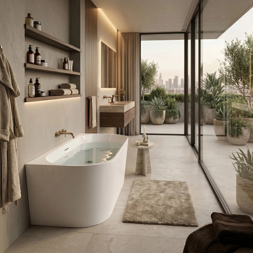 Vasca Bagno A Parete Capri 170cm Copritappo bianco