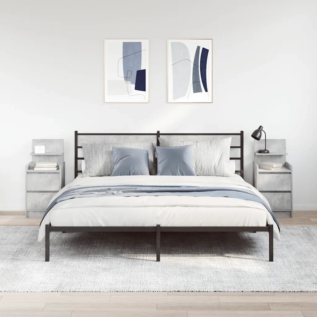 Comodini con 2 Cassetti 2 pz-Set di 2 Tavolino da notte Grigio Cemento 38x34x80 cm