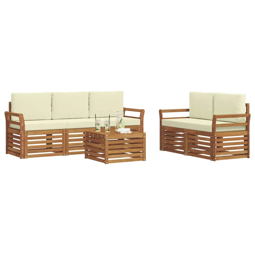 Set di divani da esterno 6 pz Naturale e Crema 3374370