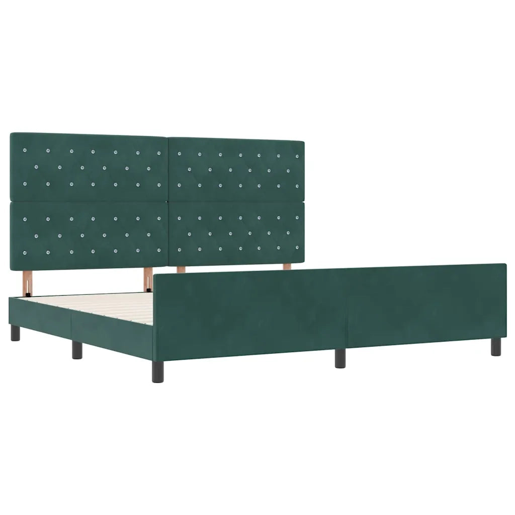 Letto a molle con testiera Verde Scuro 200 x 200 cm Velluto