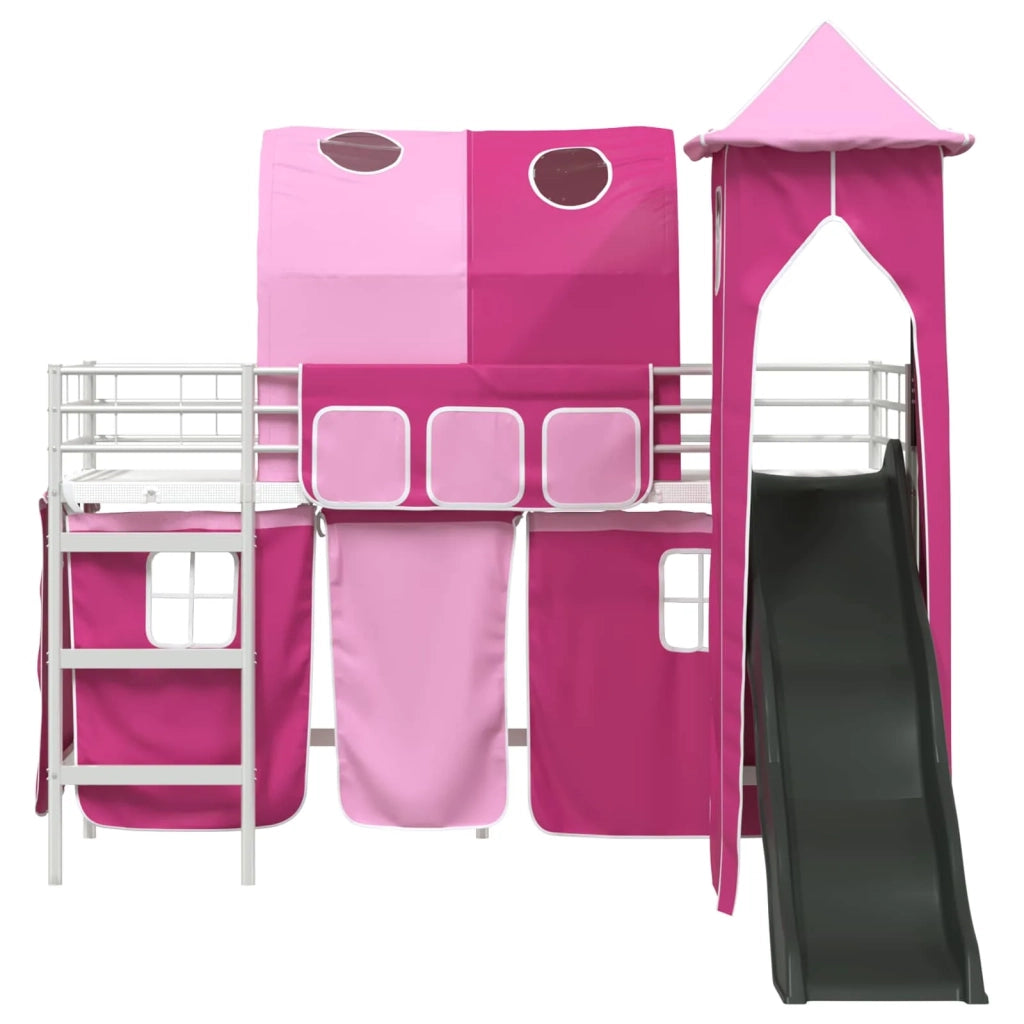 Struttura del letto loft per bambini Bianco e Rosa 100 x 190 cm