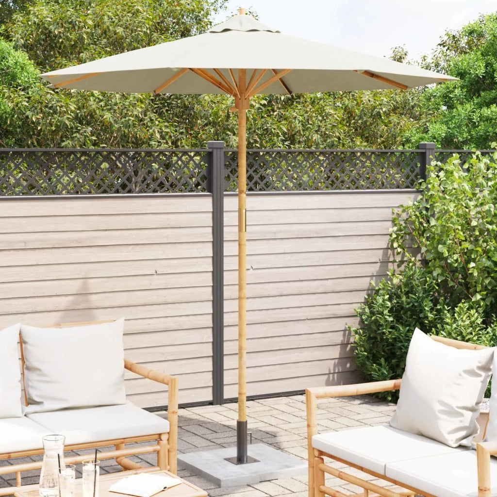 Ombrello da giardino-Ombrellone da spiaggia Bianco Crema ? 217 x 230 cm Bamb¨´