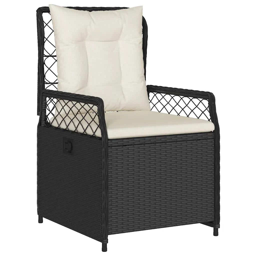 Set da Pranzo per Giardino 3 pcs Nero polyrattan