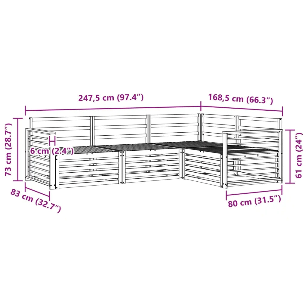 Set di divani da esterno 4 pcs Naturale 3373389