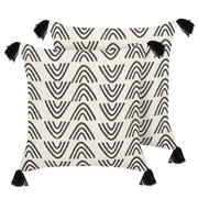 Set di 2 cuscini decorativi cotone bianco e nero 45 x 45 cm motivo geometrico stampa laminata stile boho accessori