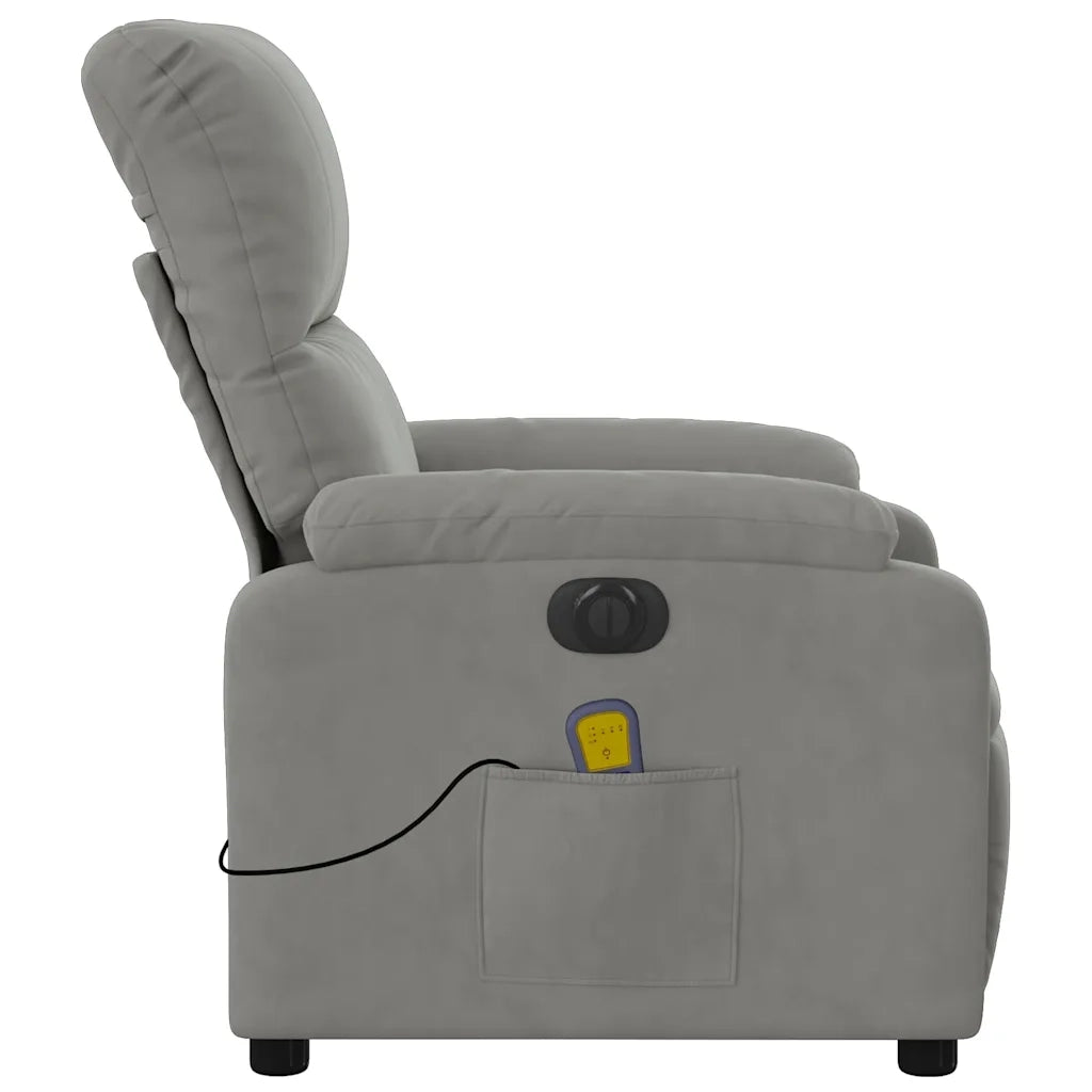 Divano Sedia-Poltrona Reclinante Massaggi Elettrica Grigio Chiaro Microfibra 874750