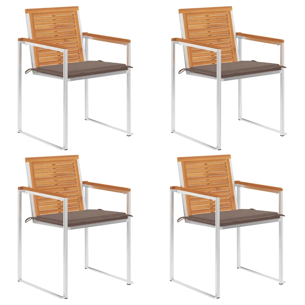 Sedie da Giardino con Cuscini 4 pz in Legno Massello di Acacia cod mxl 72247