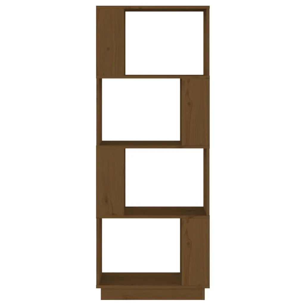 Libreria Divisorio-Scaffale per Libri-Mobile di Stoccaggio Ambrato 51x25x132 cm in Massello di Pino