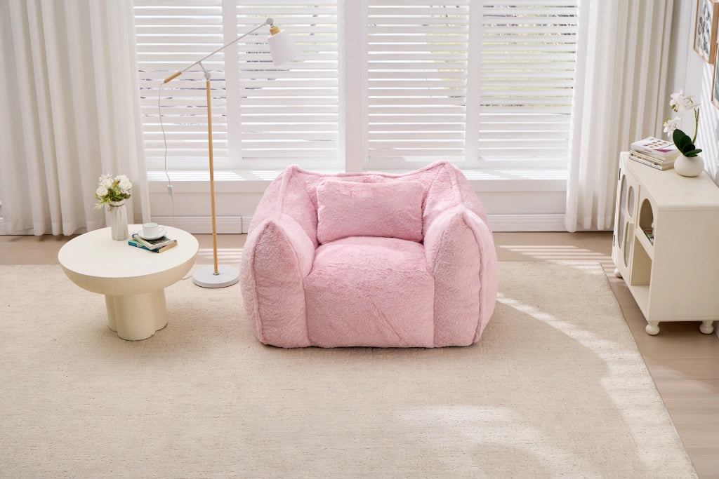 Sacco Bean Bag ¨C Minimal ¨C Rosa, Pelliccia Sintetica, 90x90x60