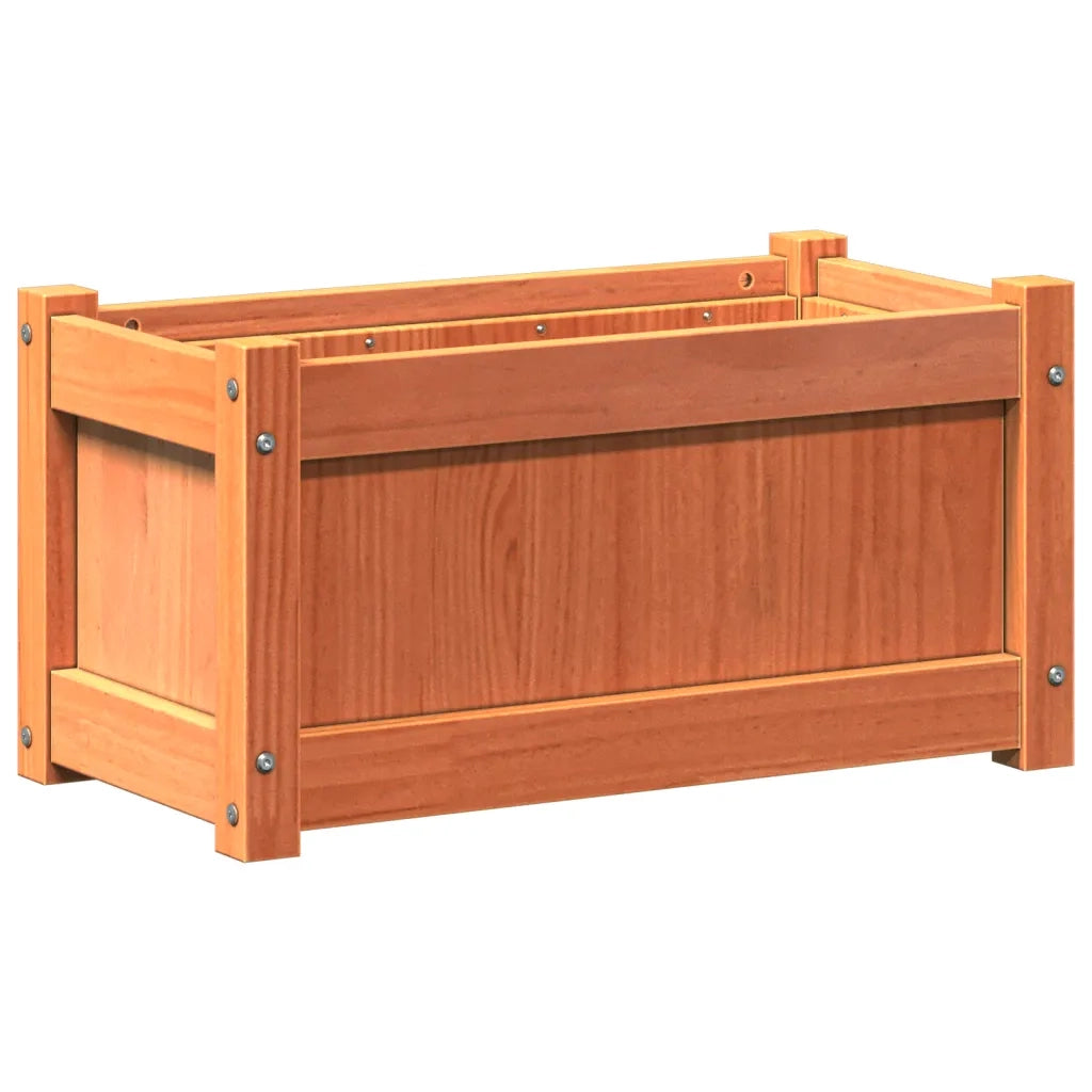 Fioriere da Giardino 2pz Marrone Cera Legno Massello di Pino 837444