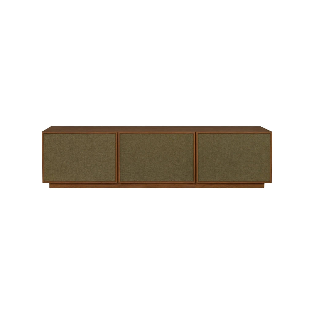 Mobile tv decorazione legno e tessuto 3 ante, 180cm, noce