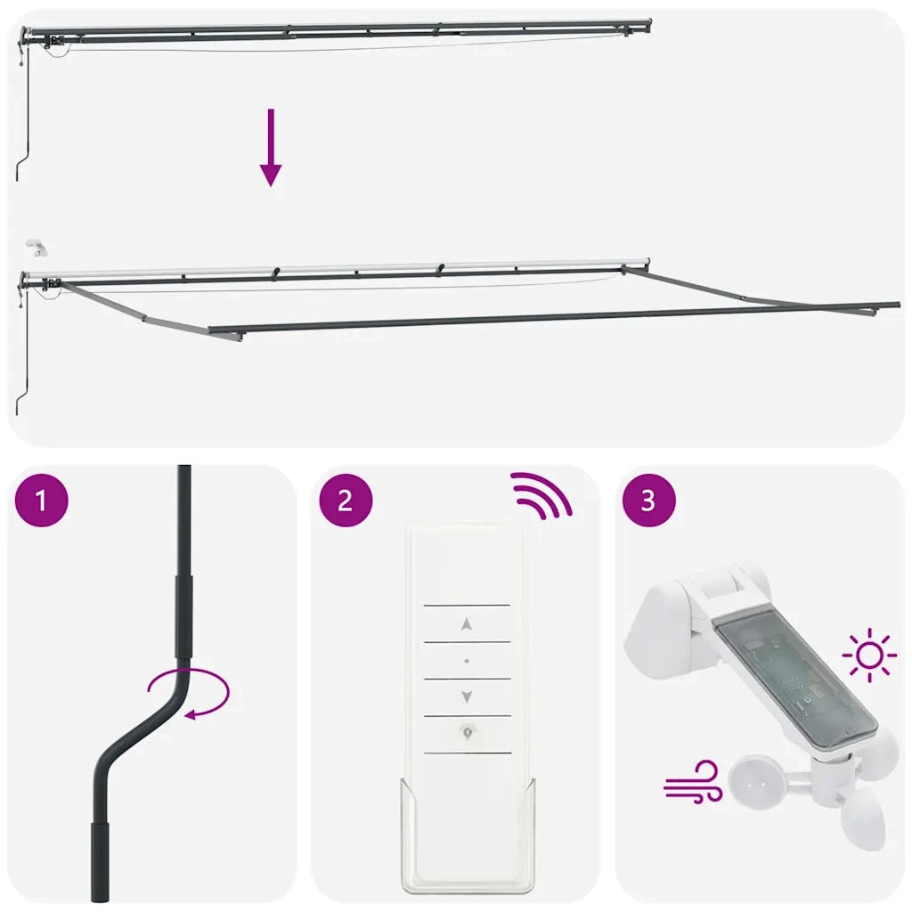 Tenda da Sole Retrattile Automatica con LED BordÃ² 600x300 cm
