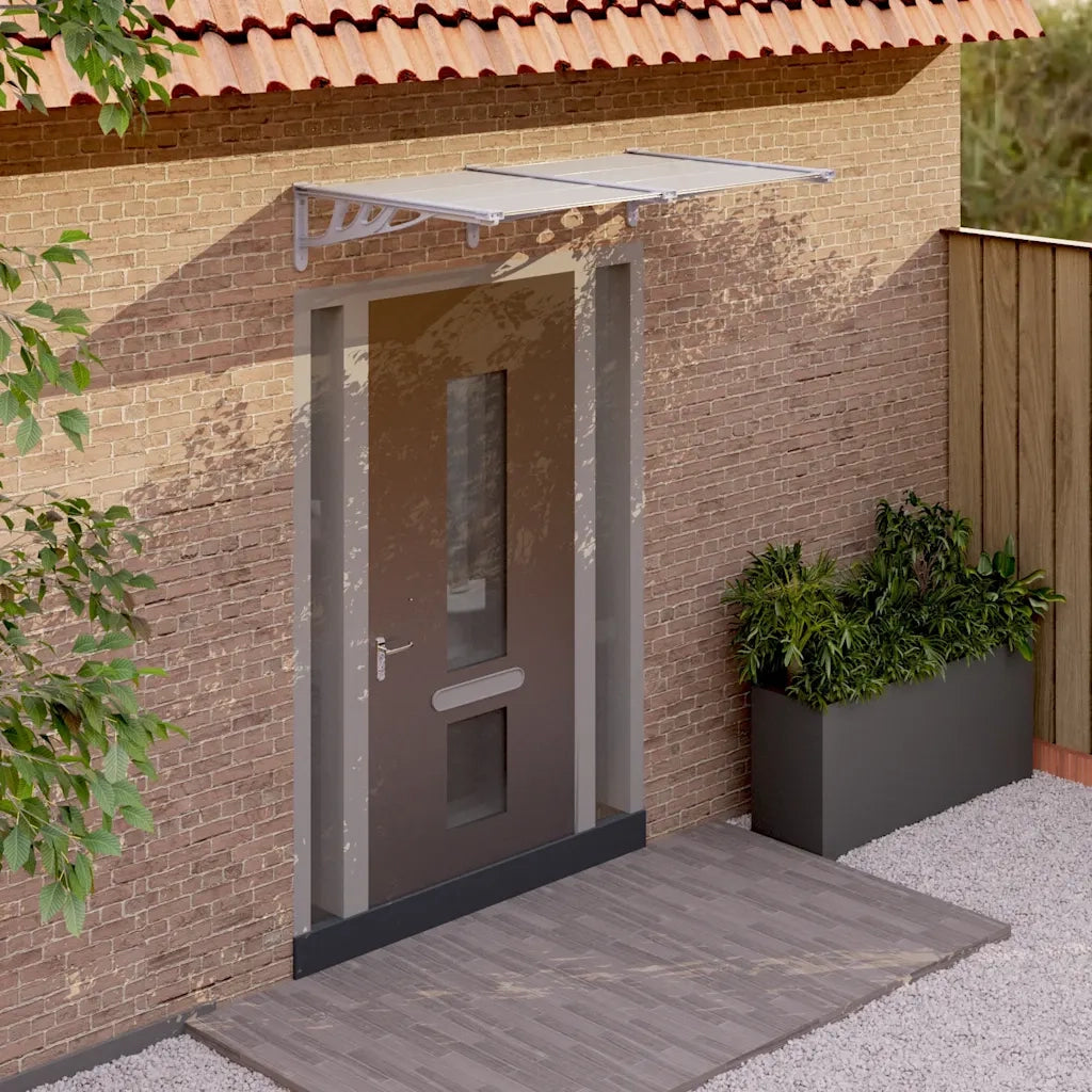 Tettoia per Porta Grigio e Trasparente 152,5x90cm Policarbonato CFW9868164