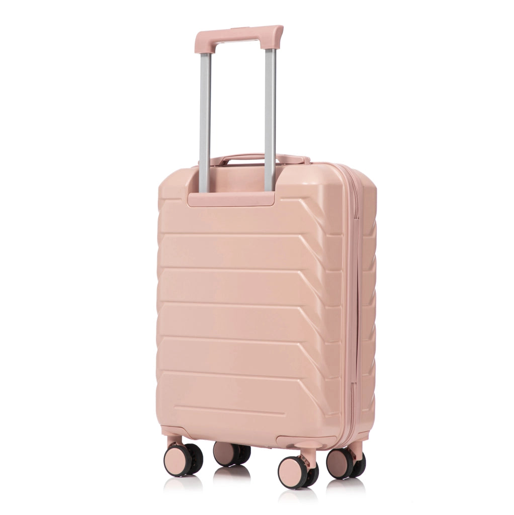 Set Valigia Rigida ABS 19" e 14" Rosa con Ruote Girevoli e Beauty Case 14"