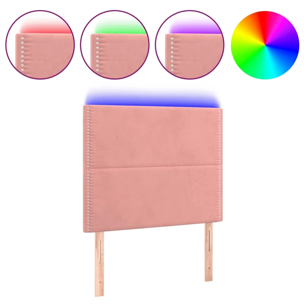 Testiera a LED Rosa 80x5x118/128 cm in Velluto 3122319