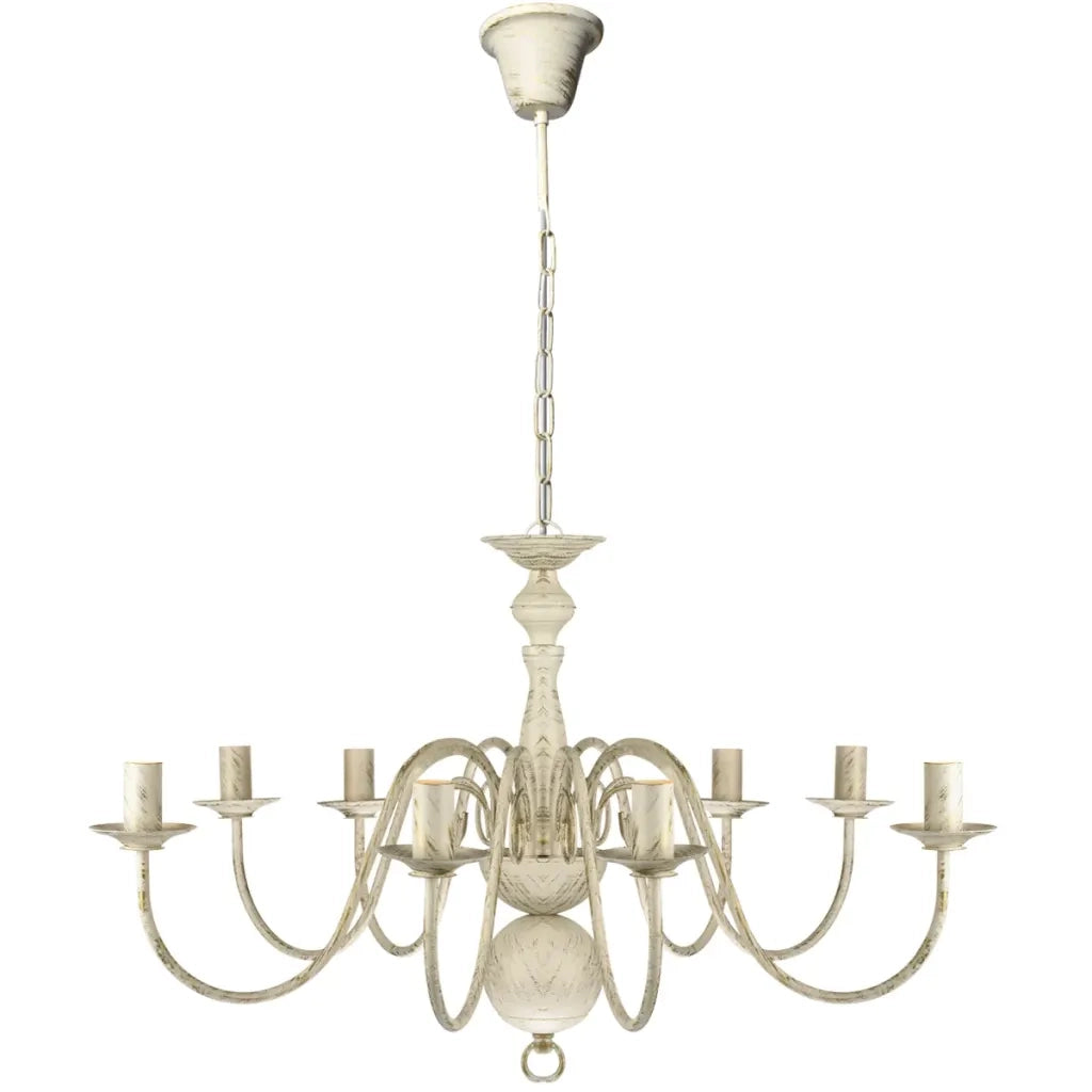 Lampadario Stile Antico Metallo Bianco 8 Lampadine E14 CFW6187430