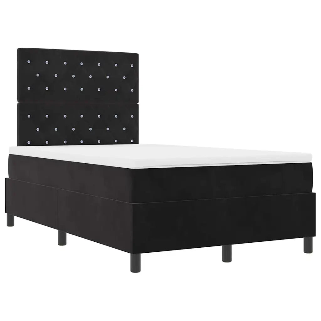 Letto a Sorgente LED con materasso Nero 120 x 200 cm Velluto 3343240