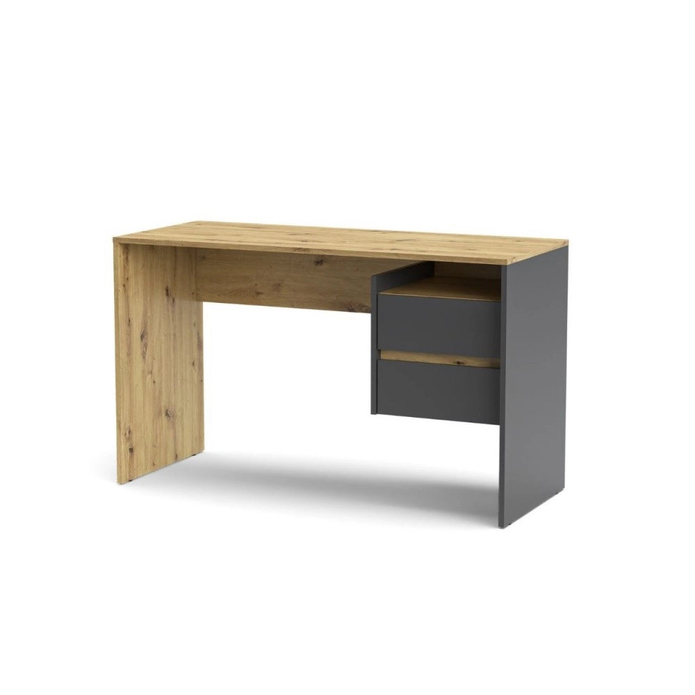 Scrivania con 2 cassetti Paco3 125x51,6x75,5H colore rovere e antracite