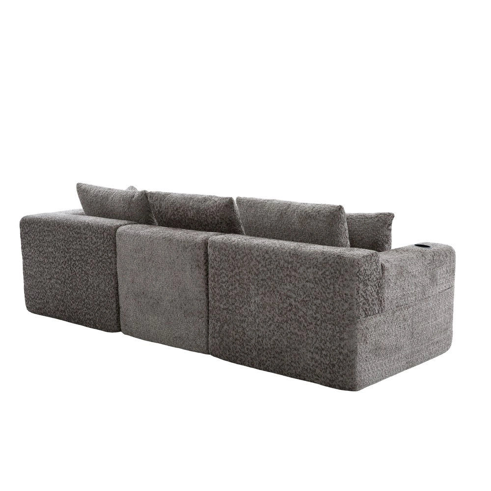 Divano angolare modulare compresso - Zephmum- 102 pollici, Grigio senza ossa, con porta bevande, seduta profonda, nessun montaggio, 261¡Á165¡Á80.5 cm