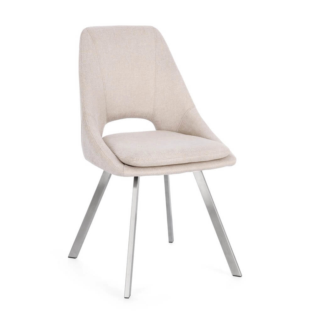 Set di 2 Sedie Imbottite in Tessuto con Gambe in Acciaio - GRIFFIN