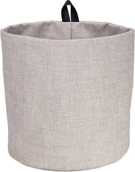 Mandolina grande – raccoglitore rotondo con laccio e finitura in lino – contenitore per stoccaggio da appendere o da posizionare – beige