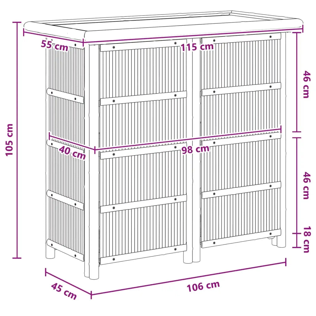 Tavolo da bar da esterno Naturale 115 x 55 x 105 cm Bambù 42028066