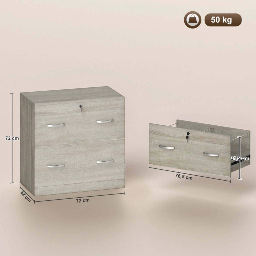 Scrivania con cassettiera a 2 cassetti ¨C Minimal ¨C 77x42x72 cm Natural