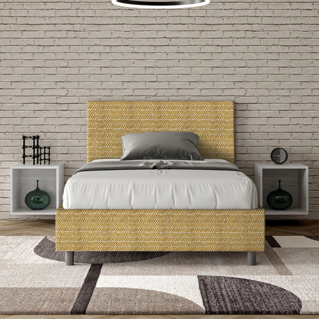 Letto 1 Piazza e Mezzo 120x210 cm con Rete e Contenitore Adele Aragona 3 Giallo