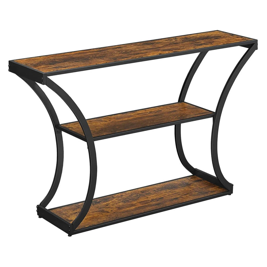 Tavolo consolle tavolo da ingresso gambe curve piano allungato per soggiorno corridoio camera da letto stile industriale 120 cm marrone rustico e nero 12_0002973