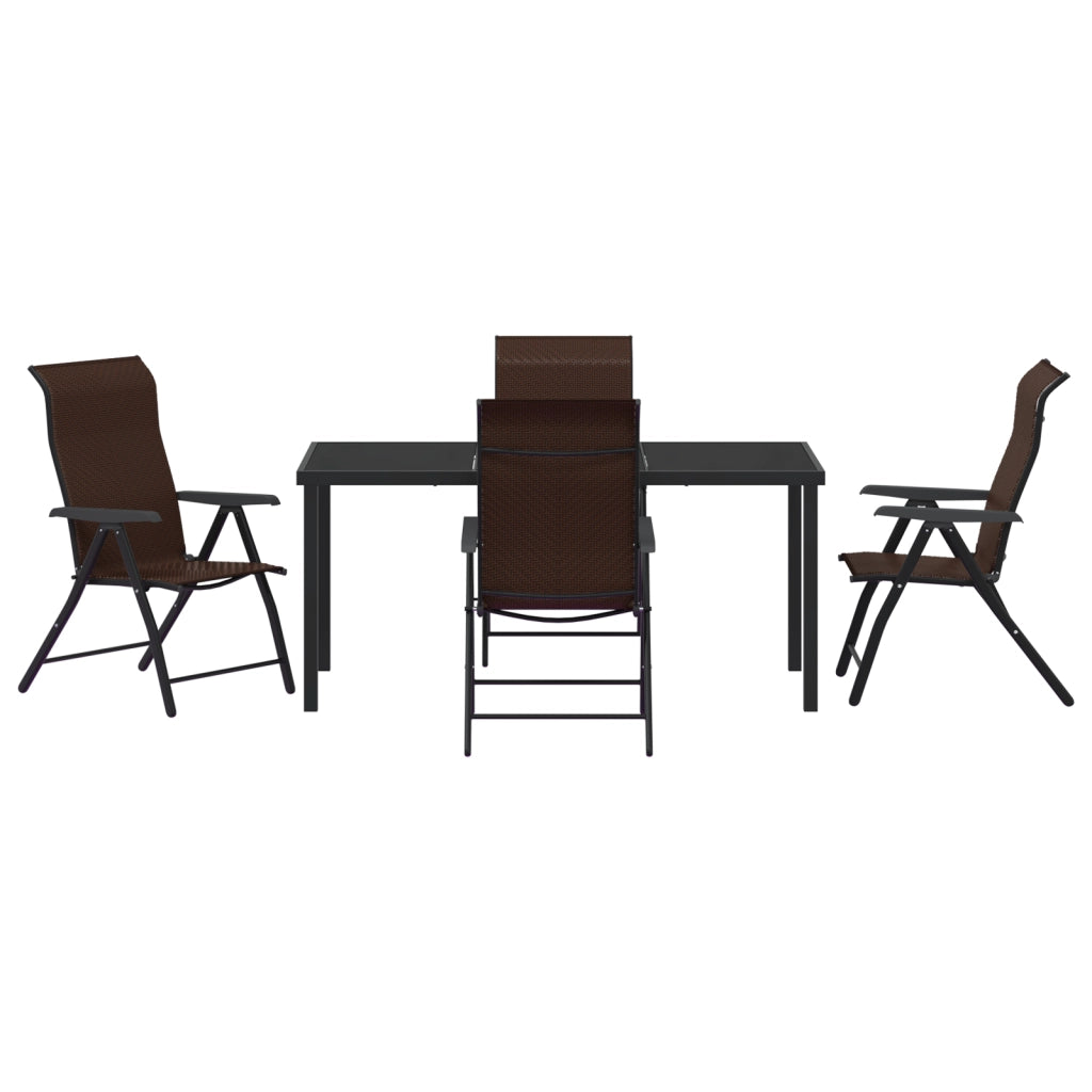 Set da Pranzo da Giardino 5 Pezzi Marrone Rattan Polimero