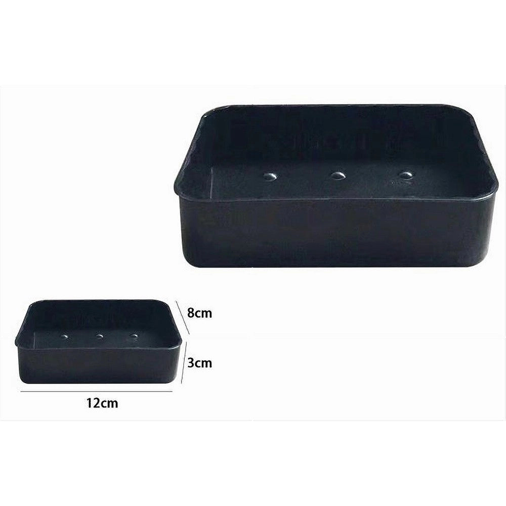 Trade Shop - Portasapone Saponetta Da Bagno Rettangolare Nero Rigato Accessorio Arredo 79196 -