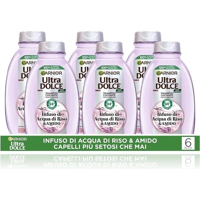 GARNIER SET 6 PZ SHAMPOO ULTRA DOLCE 300 ML INFUSO ACQUA RISO E AMIDO