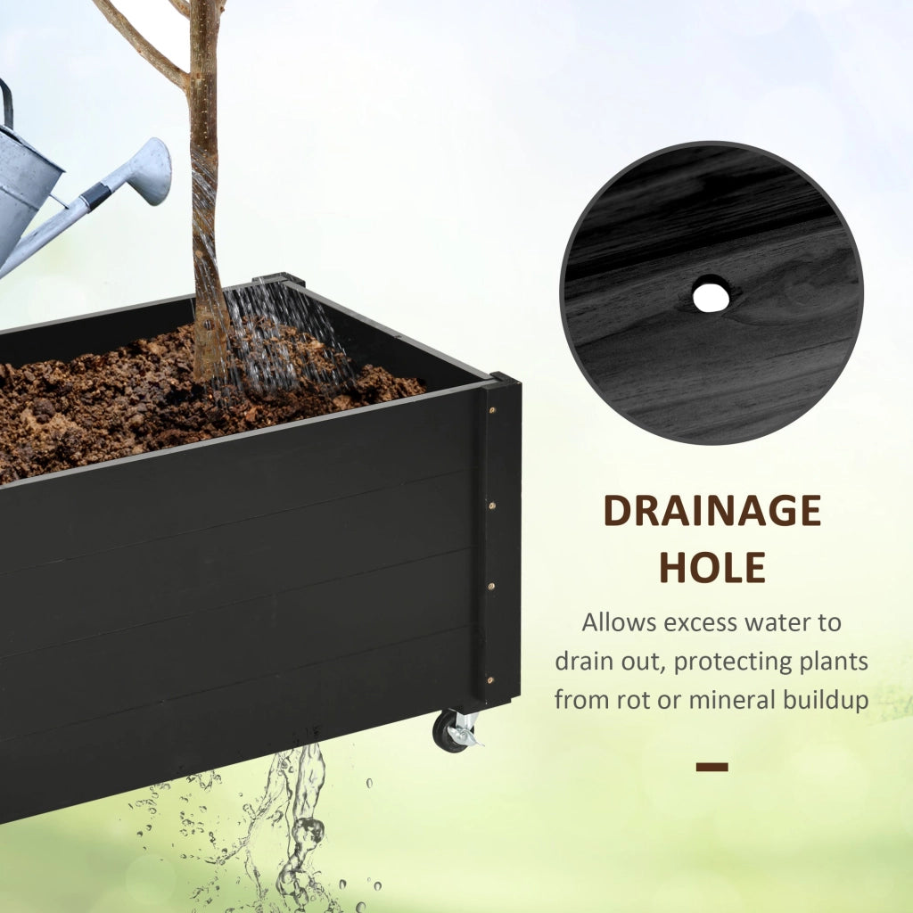 Fioriera da Giardino con Foro di Drenaggio e Rotelle 89x48x47 cm in Legno di Abete Nera