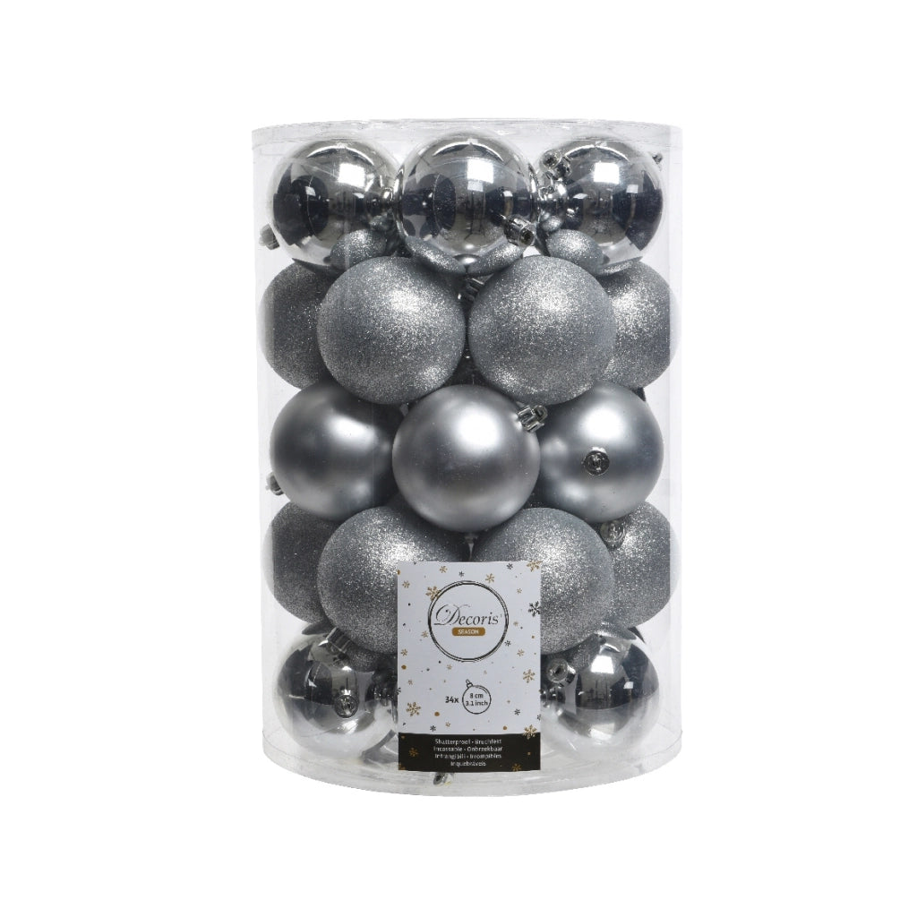 Confezione 34 palline color argento Kaemingk