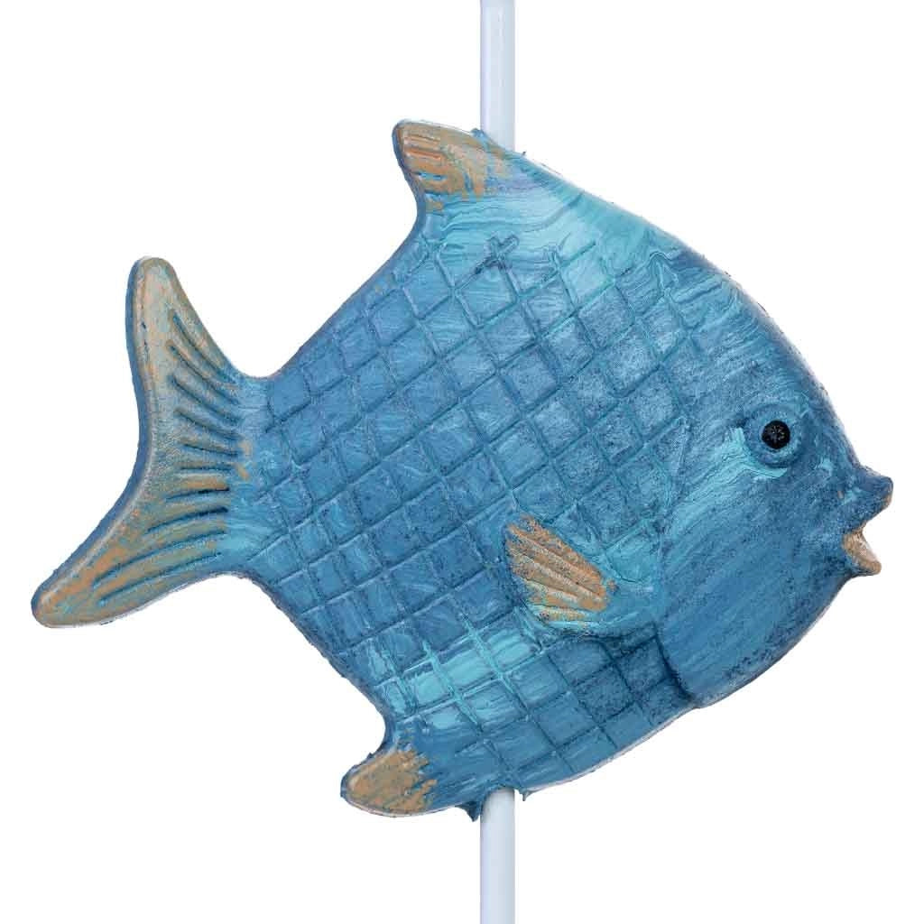 Gancio da parete a forma di pesce in legno blu, 10x4x16h cm