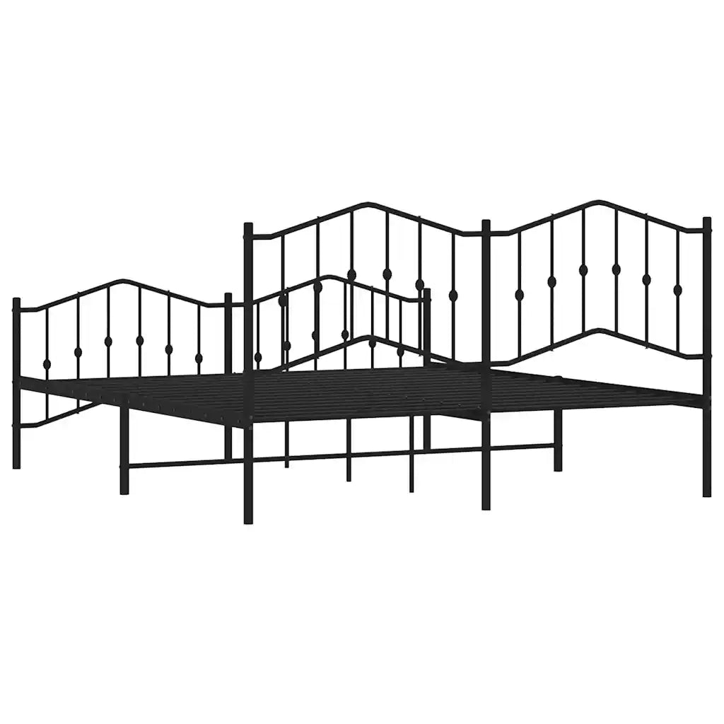 Giroletto con Testiera e Pediera Metallo Nero 183x213 cm 373812