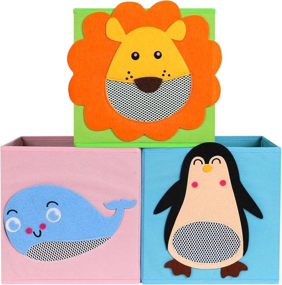 Set di 3 Scatole di Conservazione Opache per Giocattoli e Abiti 27x27x27 cm