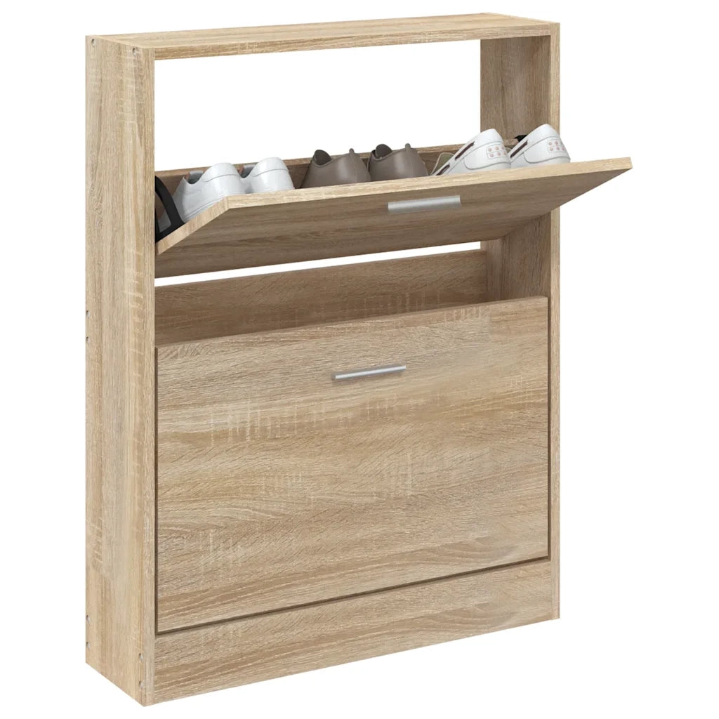 Scarpiera-Scaffale per scarpe Rovere 59x17x81 cm Legno ingegnerizzato